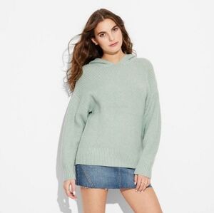 Wild Fable - Women's Oversized Ribbed Hooded Pullover Sweater - Green - XS
